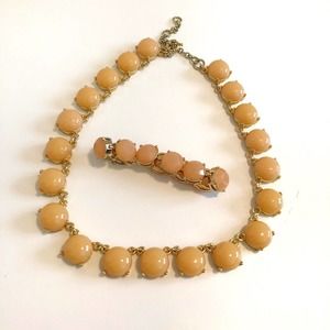 J. Crew Bracelet and Necklace Peach Stone Gold Tone